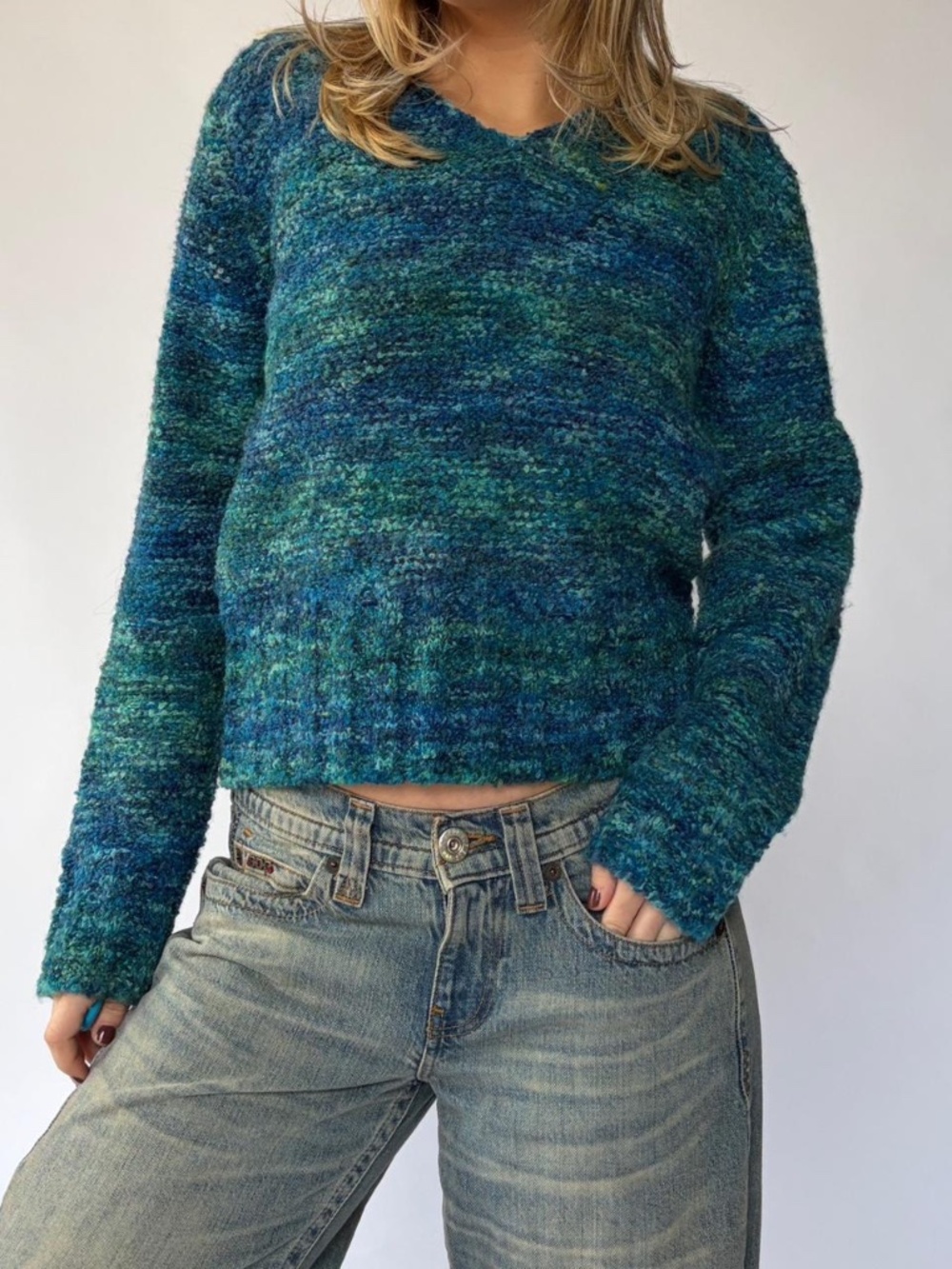 Vintage. Sweater Blue Knit Lord & Taylor Medium Wool